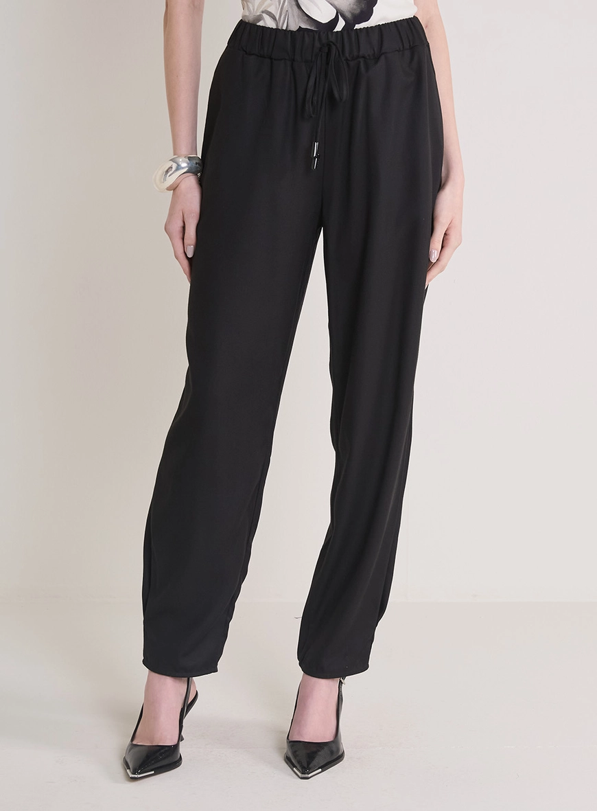 Calça Feminina Jogger Cós Com Amarração Preto