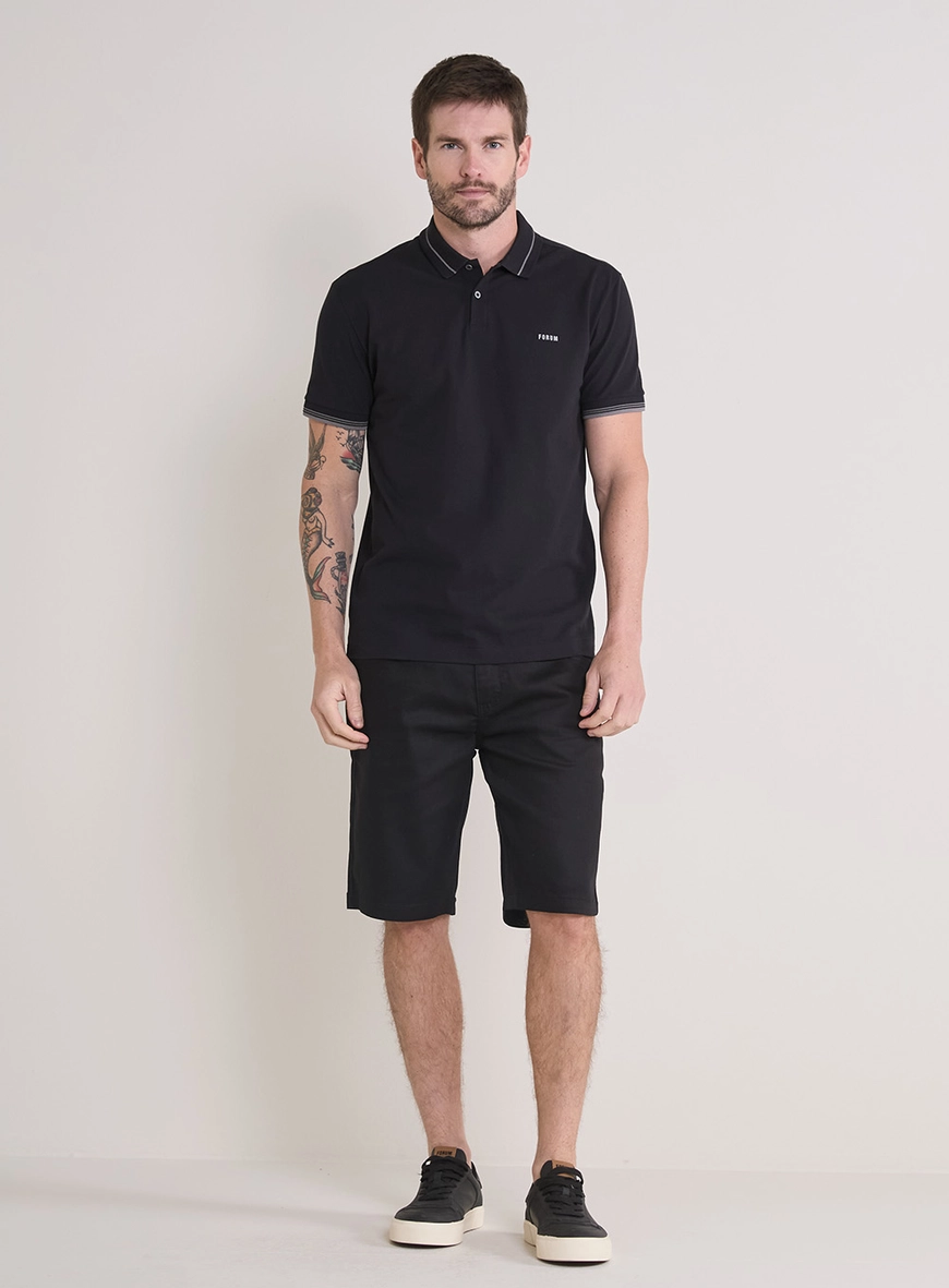 Bermuda Sarja Masculina Paul Slim Everblack Preto