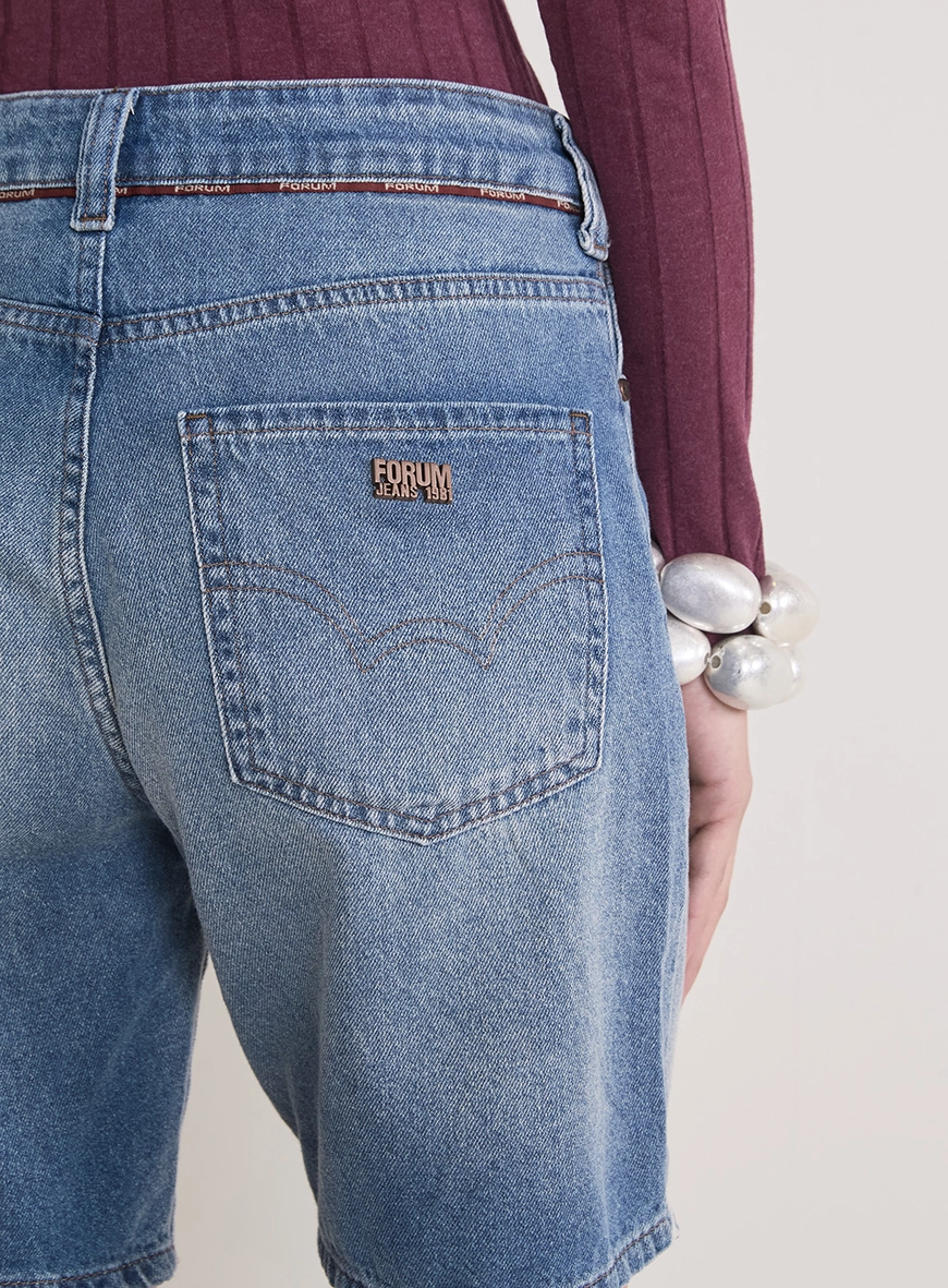 Bermuda Jeans Feminina Cintura Média - Raquel Índigo