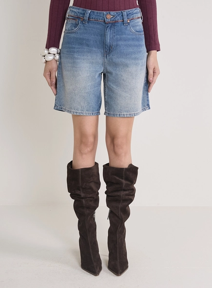 Bermuda Jeans Feminina Cintura Média - Raquel