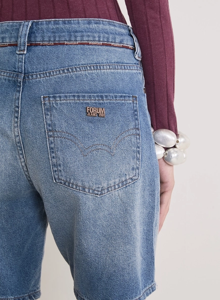Bermuda Jeans Feminina Cintura Média - Raquel