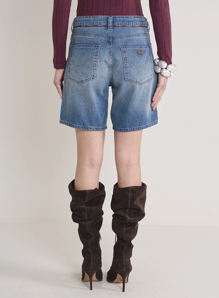 Bermuda Jeans Feminina Cintura Média - Raquel