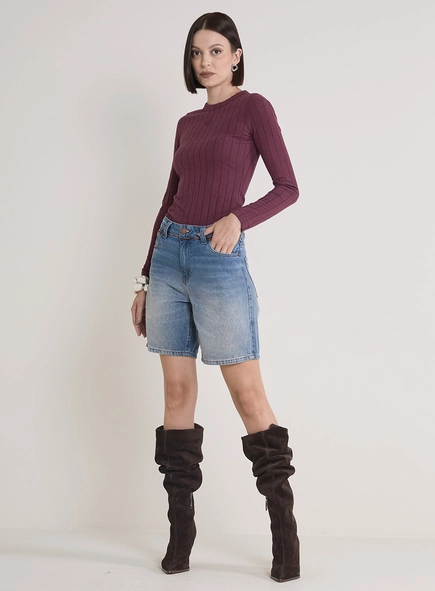 Bermuda Jeans Feminina Cintura Média - Raquel
