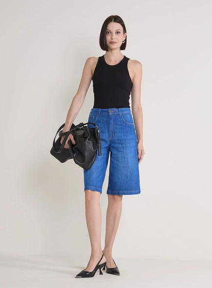 Bermuda Jeans Feminina Alongada