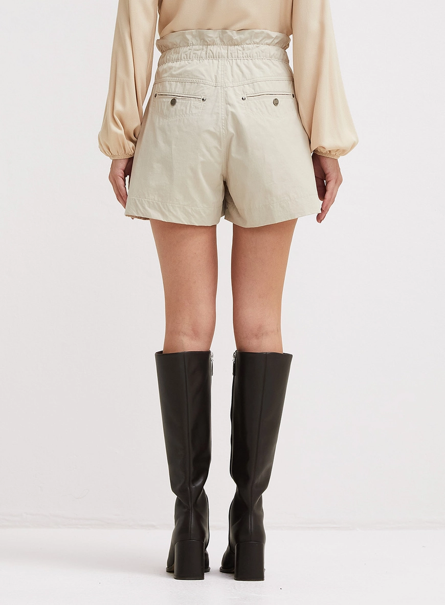 Short Alfaiataria Clochard Cós Com Elástico Bege