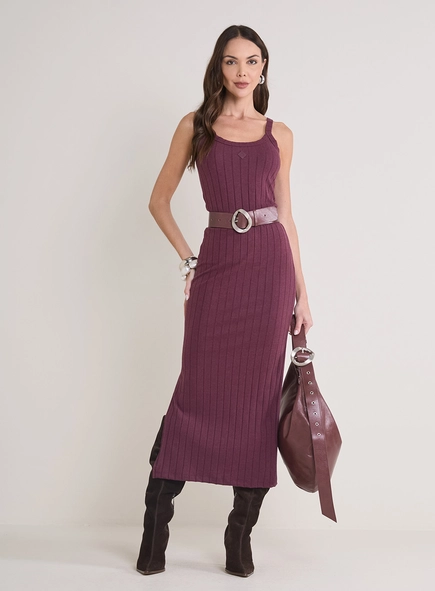 Saia Midi Com Fenda E Textura