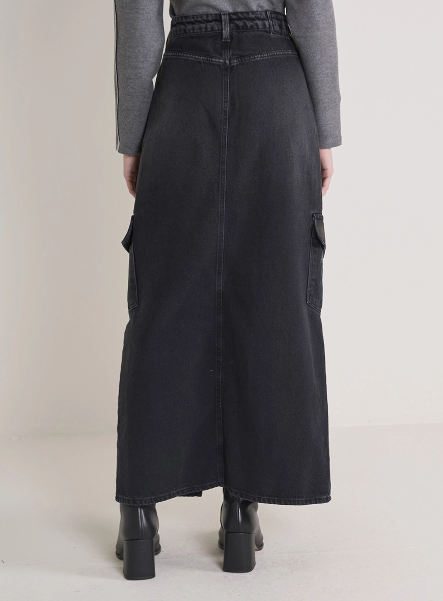 Saia Jeans Indigo Preto