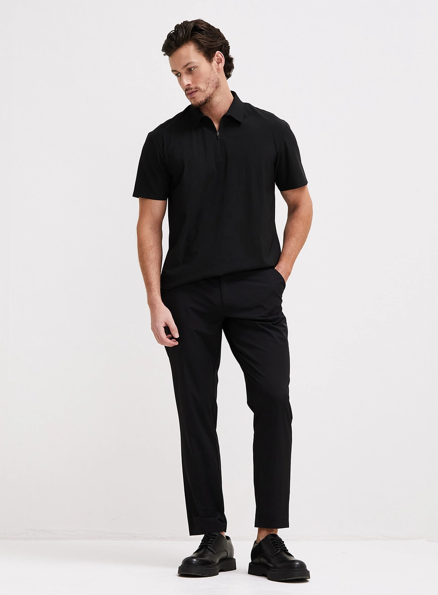 Polo Masculina Muscle Com Zíper Preto