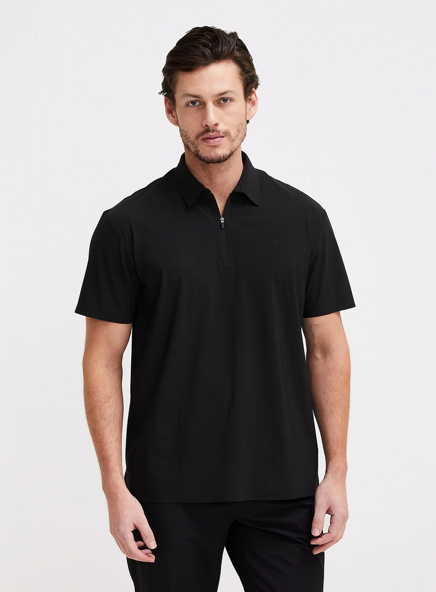Polo Masculina Muscle Com Zíper Preto