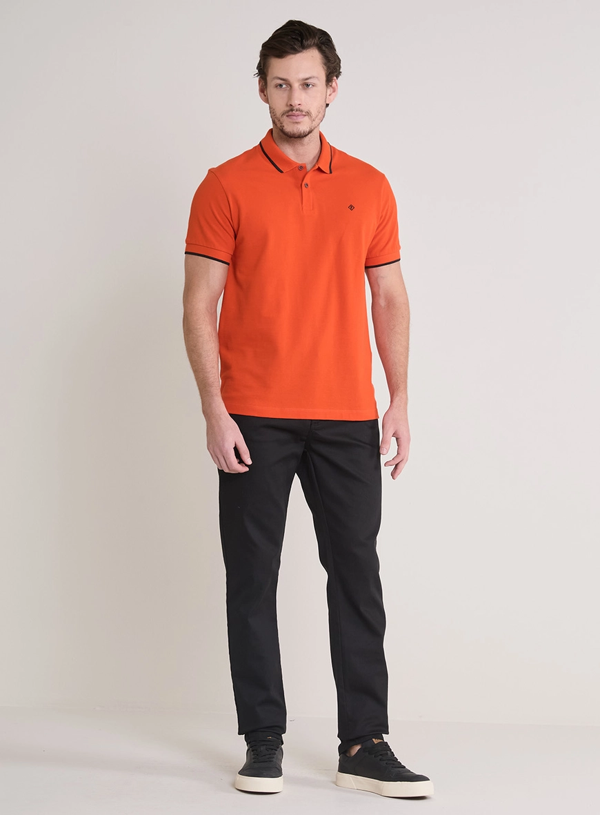 Polo Muscle Masculina Com Bordado Vermelho