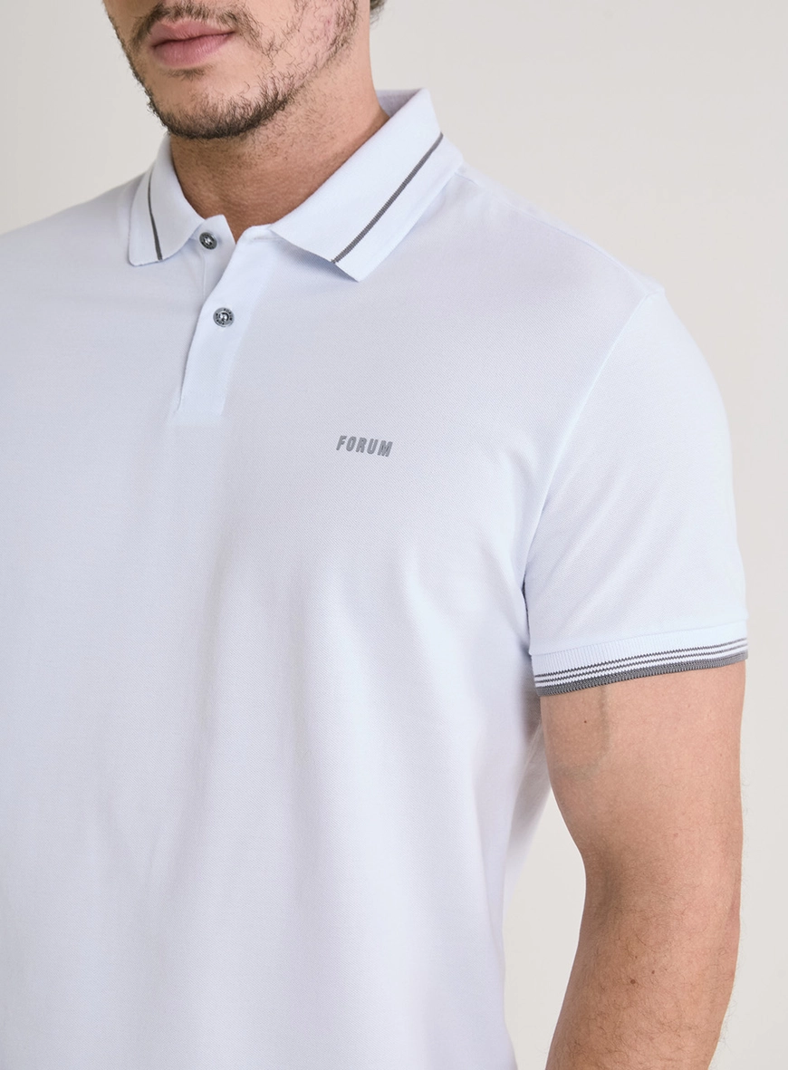 Polo Masculina Muscle Contrast Line Branco