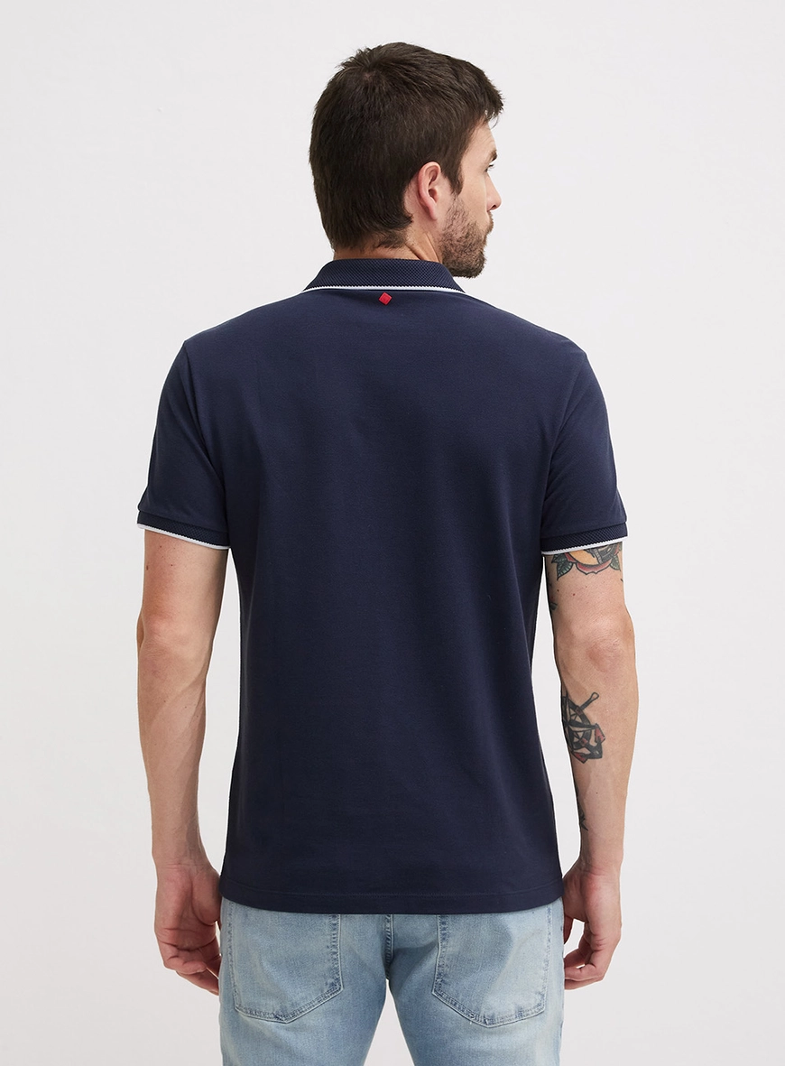 Polo Masculina Mucle Frisos Azul