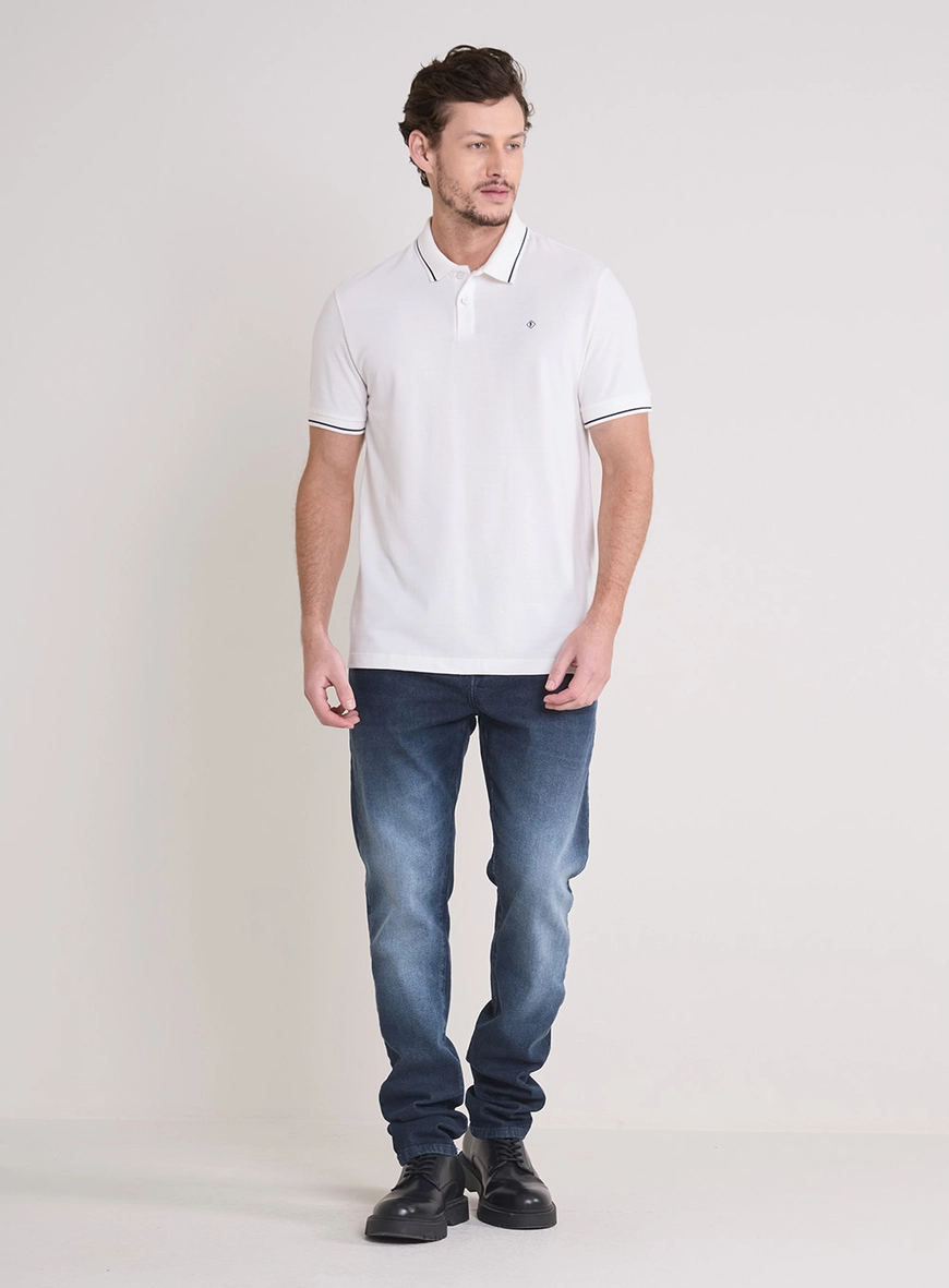 Polo Masculina Muscle Detalhe Na Gola Off Shell