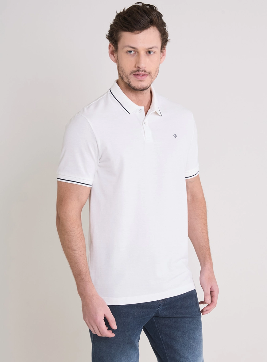 Polo Masculina Muscle Detalhe Na Gola Off Shell