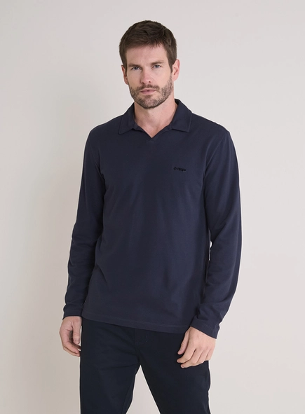 Polo Masculina Muscle Piquet Manga Longa