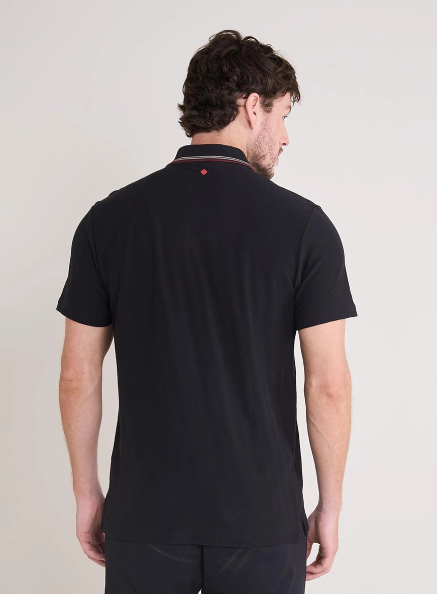 Polo Masculina Muscle Zíper Jacquard Preto