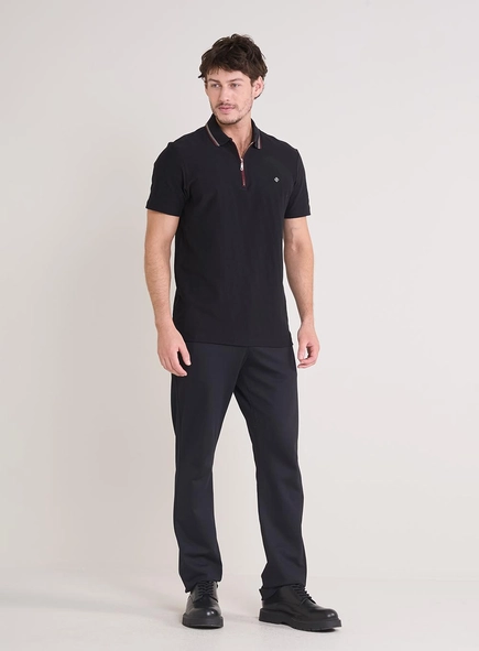 Polo Masculina Muscle Zíper Jacquard