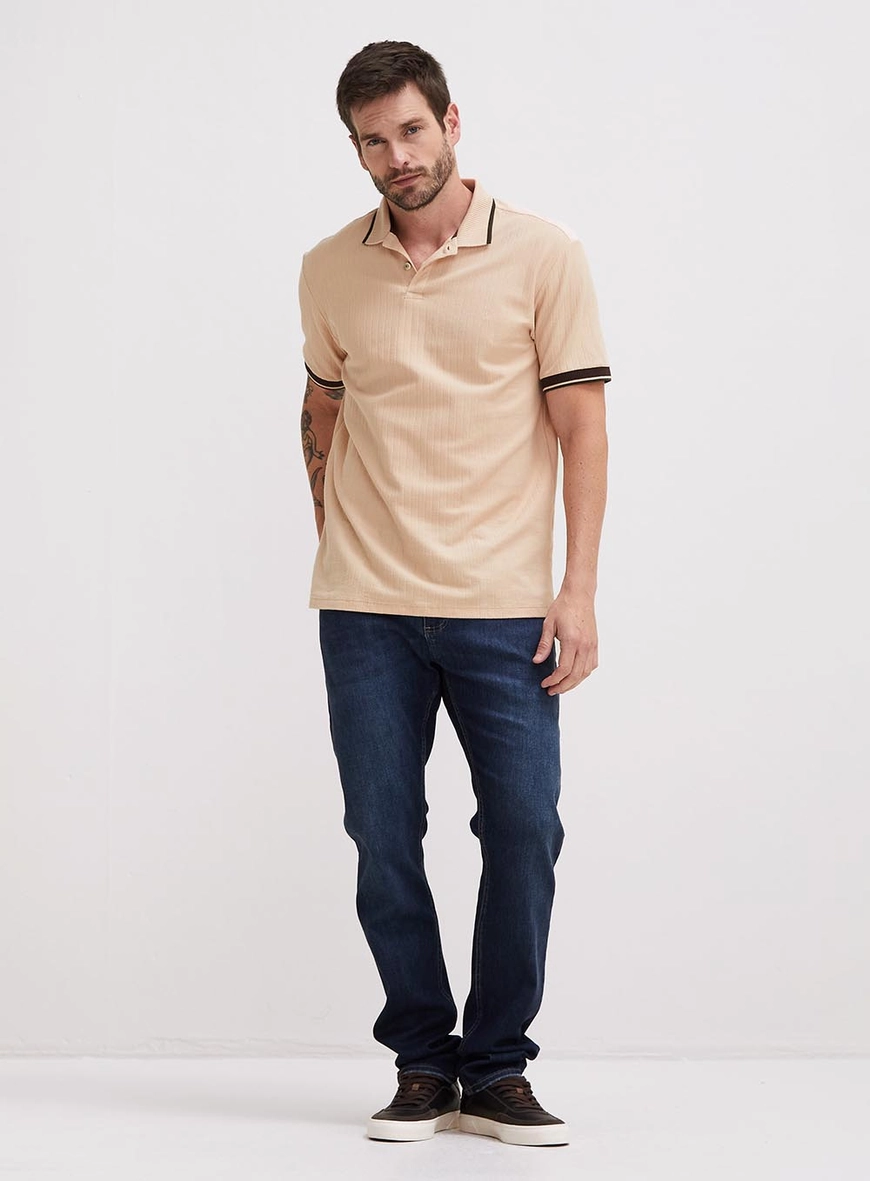 Polo Masculina Muscle Texturizada Bege