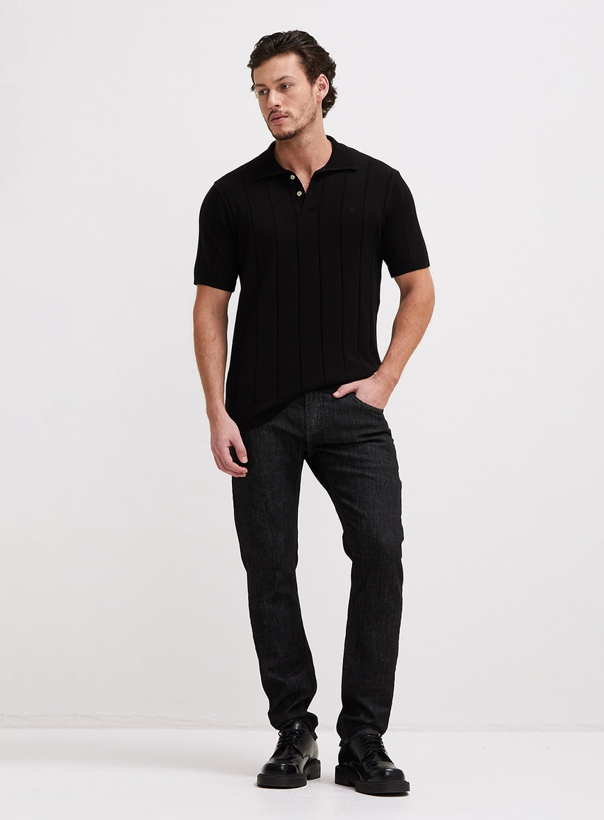 Polo Tricô Masculina Muscle Preto