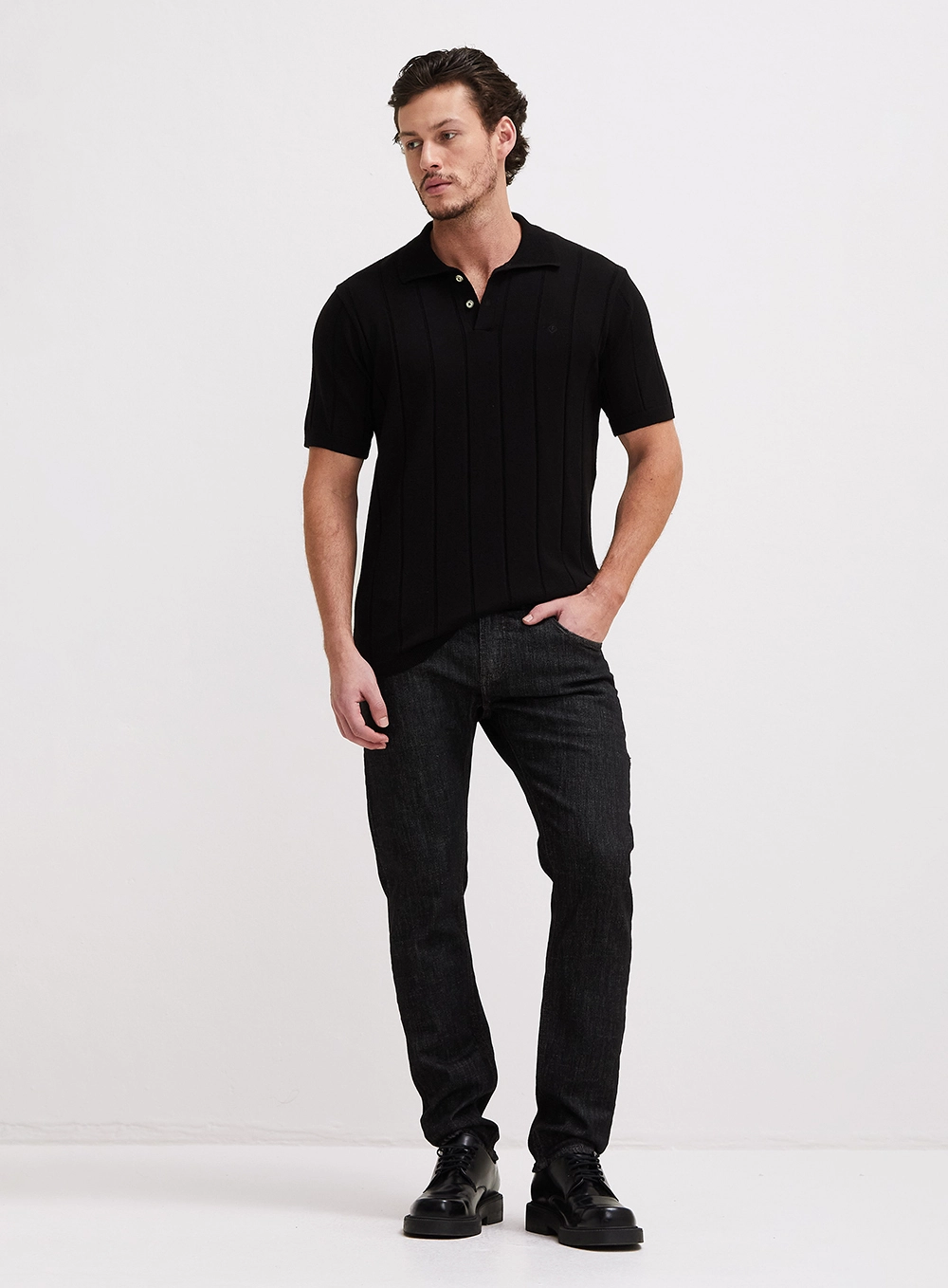 Polo Tricô Masculina Muscle Preto 4