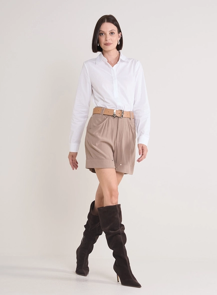 Camisa Feminina Manga Longa Acinturada