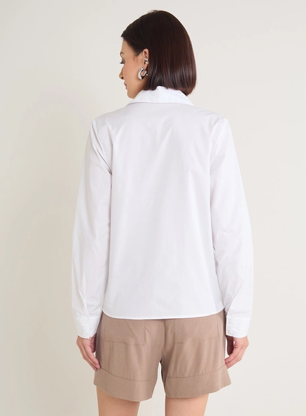 Camisa Feminina Manga Longa Acinturada