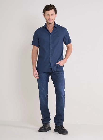 Camisa Masculina Slim Fit Manga Curta