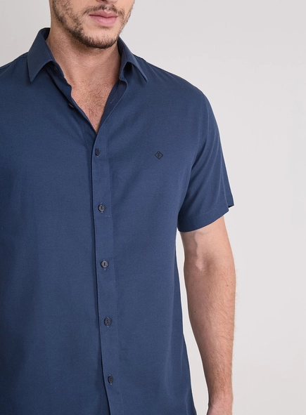 Camisa Masculina Slim Fit Manga Curta