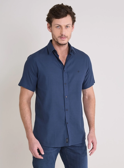 Camisa Masculina Slim Fit Manga Curta