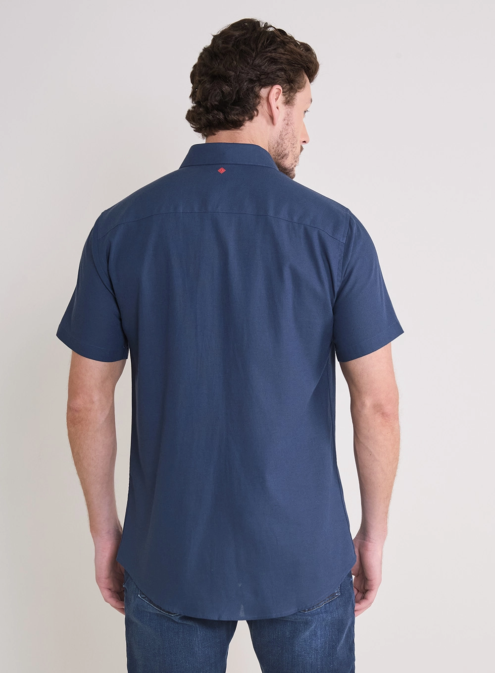 Camisa Masculina Slim Fit Manga Curta Azul 2