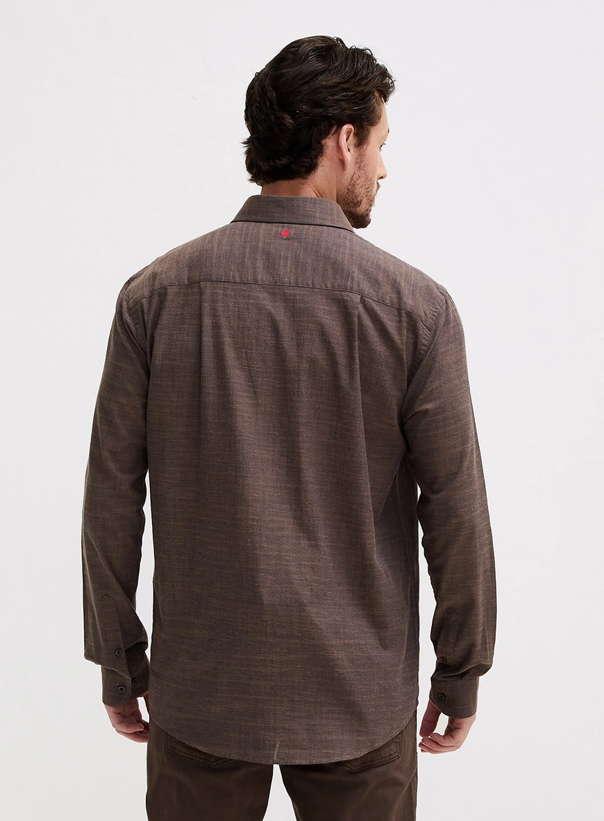 Camisa Masculina Relax Manga Longa Marrom