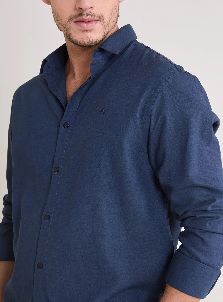 Camisa Masculina Relax Manga Longa Azul