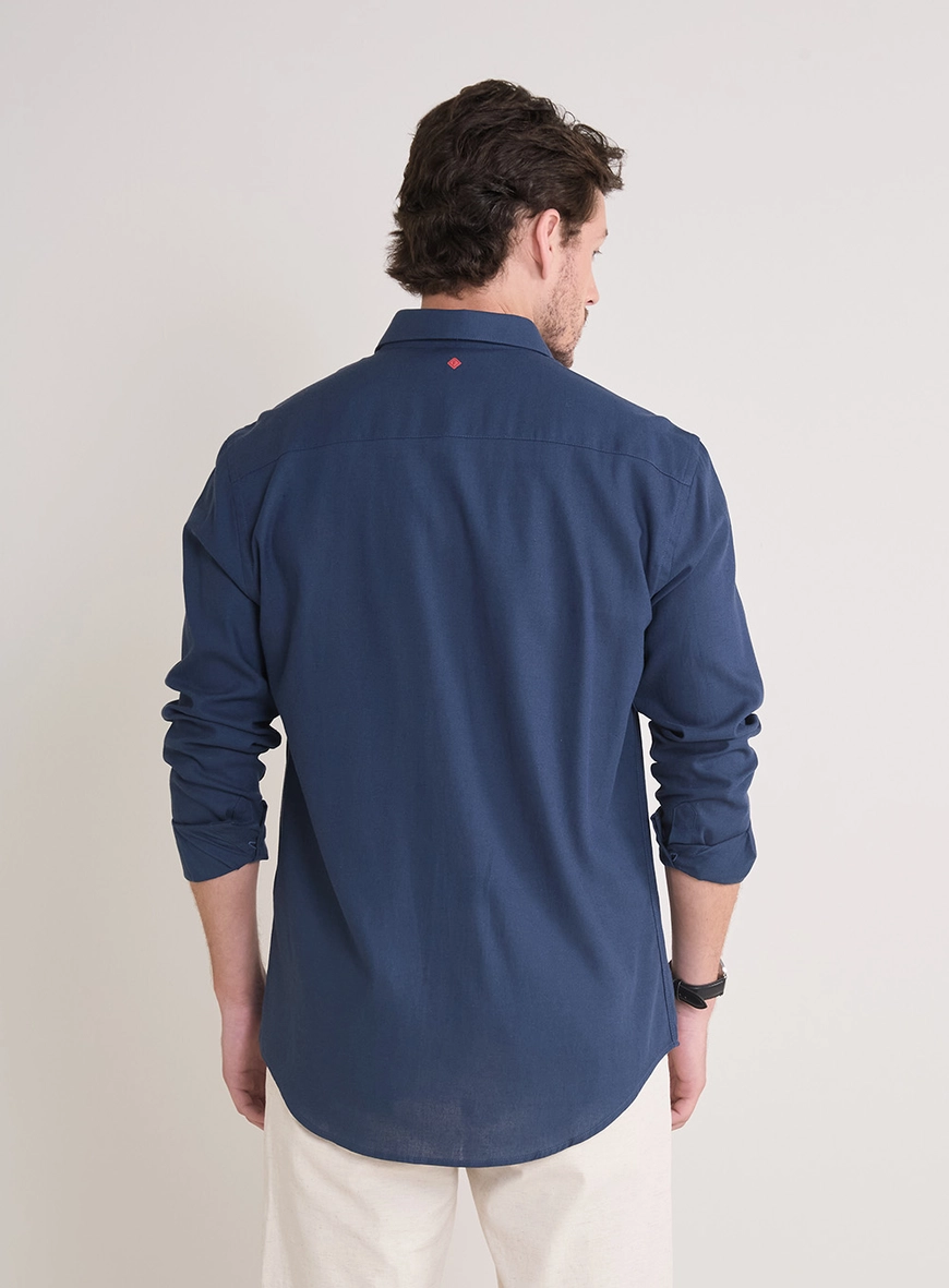 Camisa Masculina Relax Manga Longa Azul