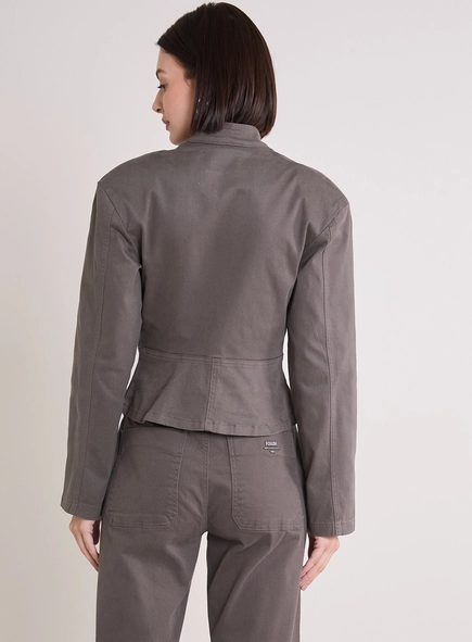Jaqueta Sarja Feminina Com Bolsos