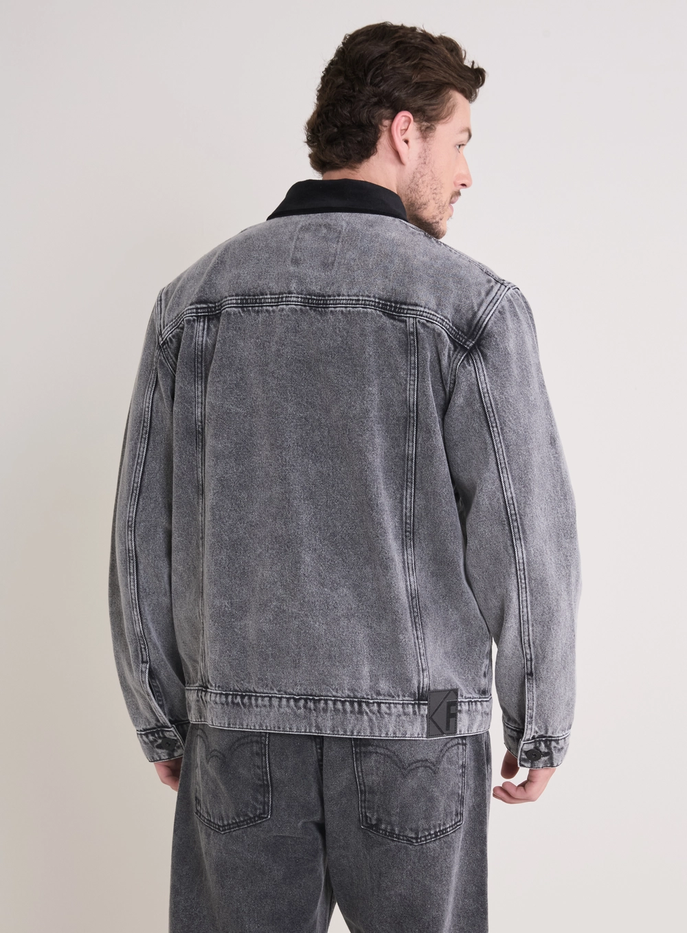 Jaqueta Jeans Masculina Vintage Detalhe Veludo Indigo Preto 4