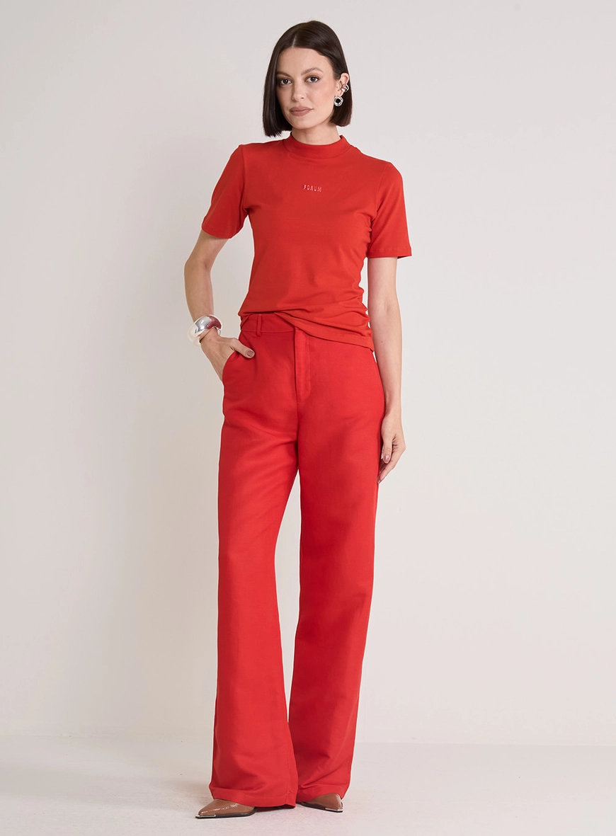 Camiseta Feminina Justa Gola Alta Vermelho