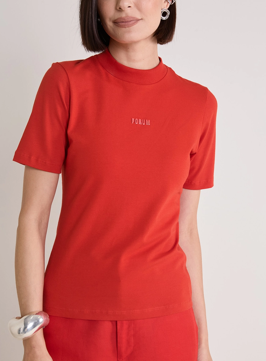Camiseta Feminina Justa Gola Alta Vermelho