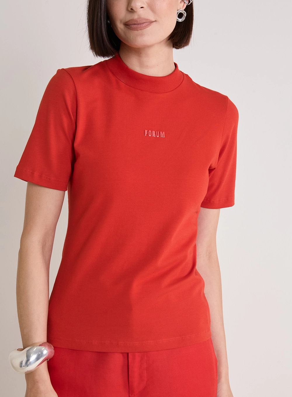 Camiseta Feminina Justa Gola Alta Vermelho 4