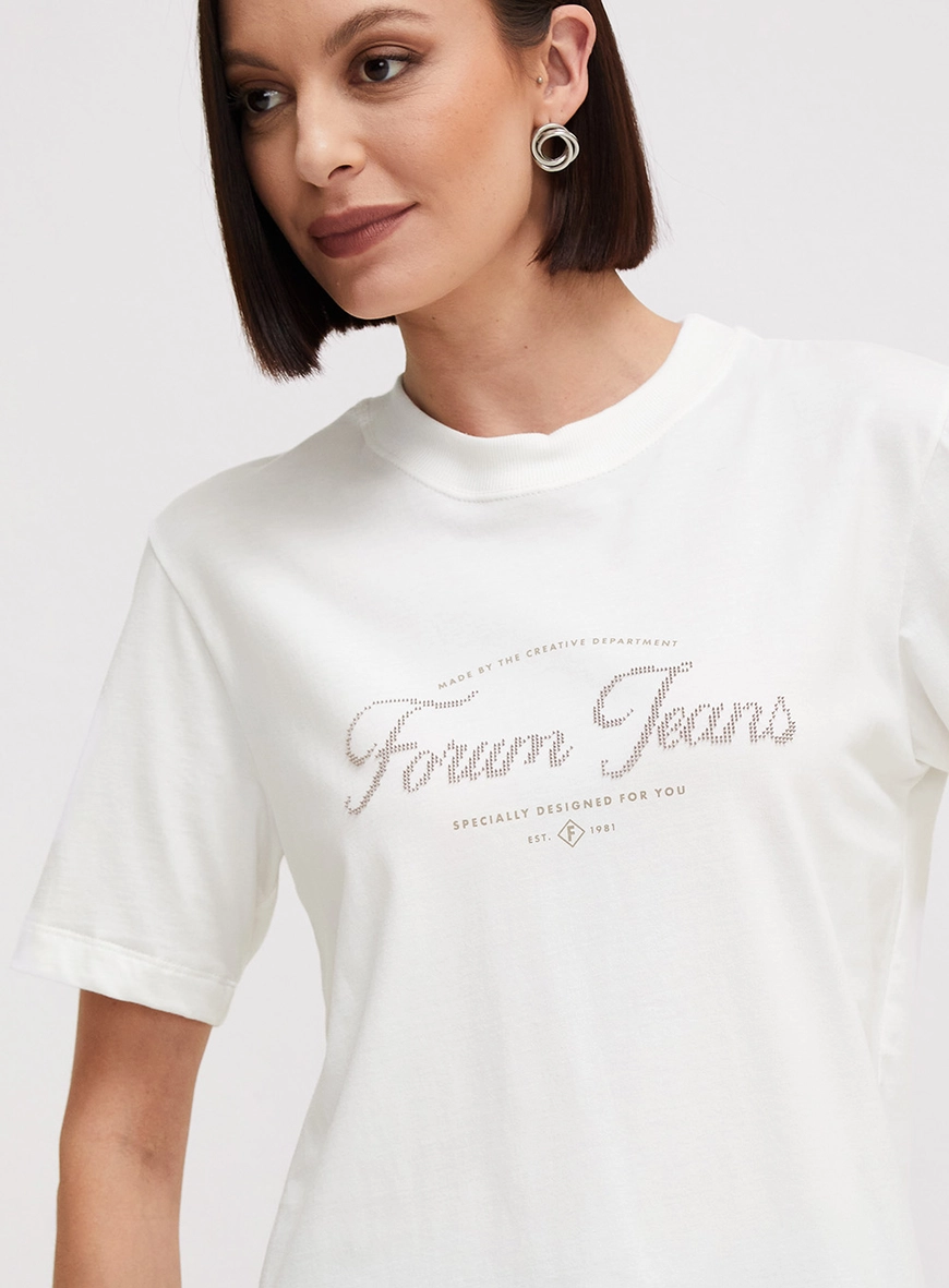 Camiseta Feminina Básica Detalhe Revelo Off Shell