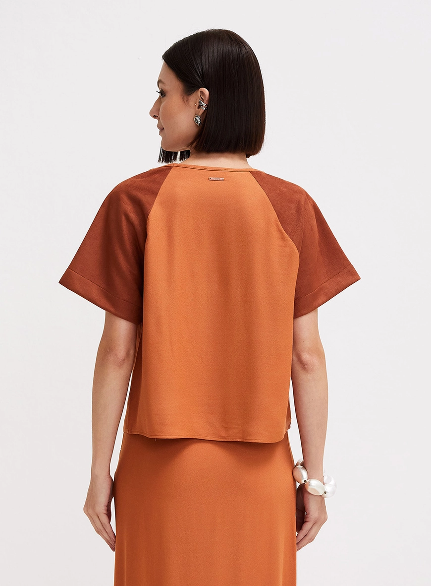 Camiseta Feminina Ampla Suede Bege