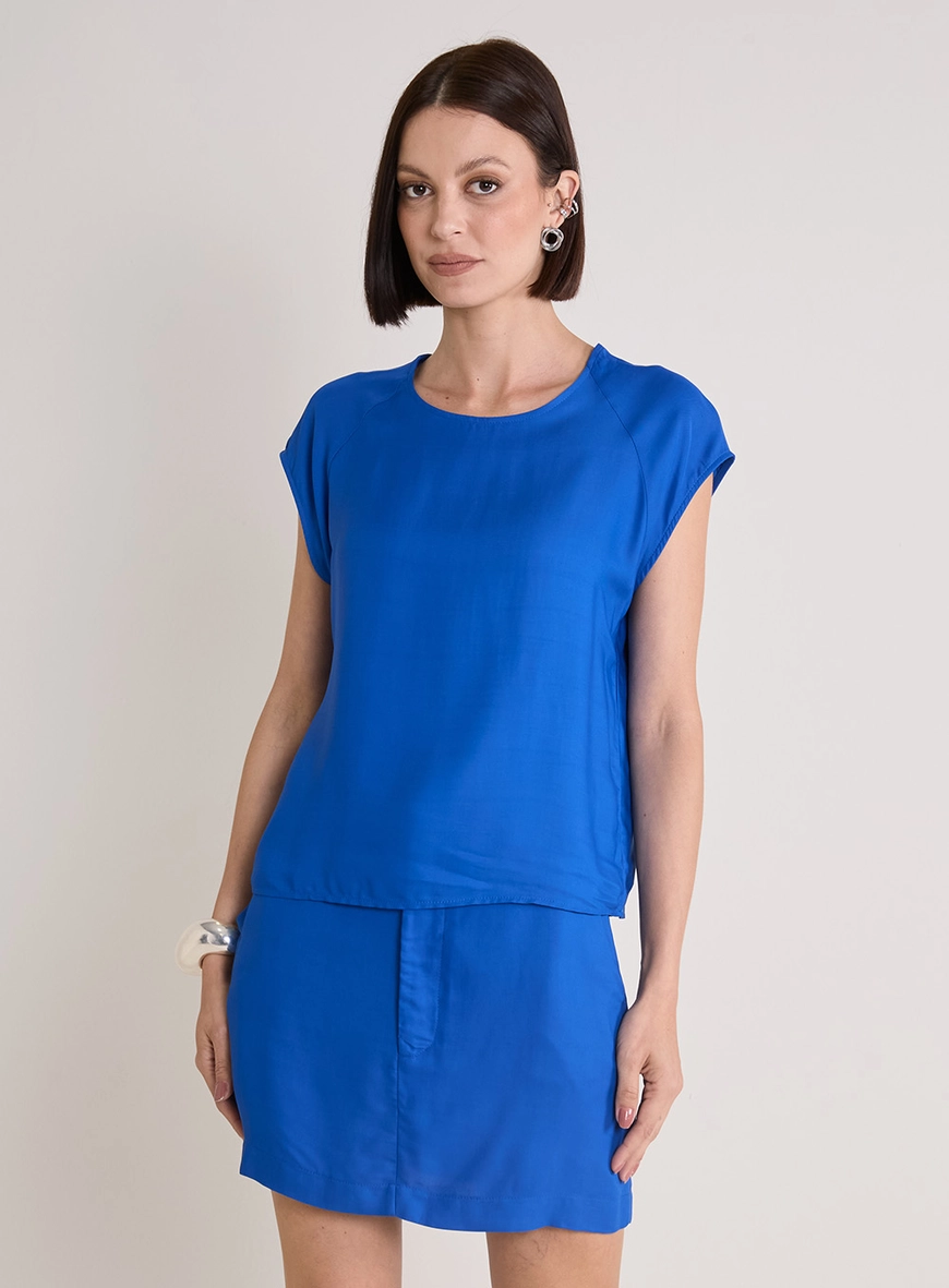 'Camiseta Feminina Raglan Ampla Azul