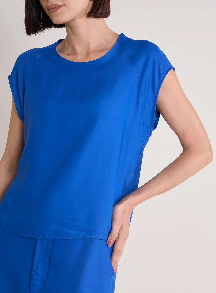 'Camiseta Feminina Raglan Ampla Azul