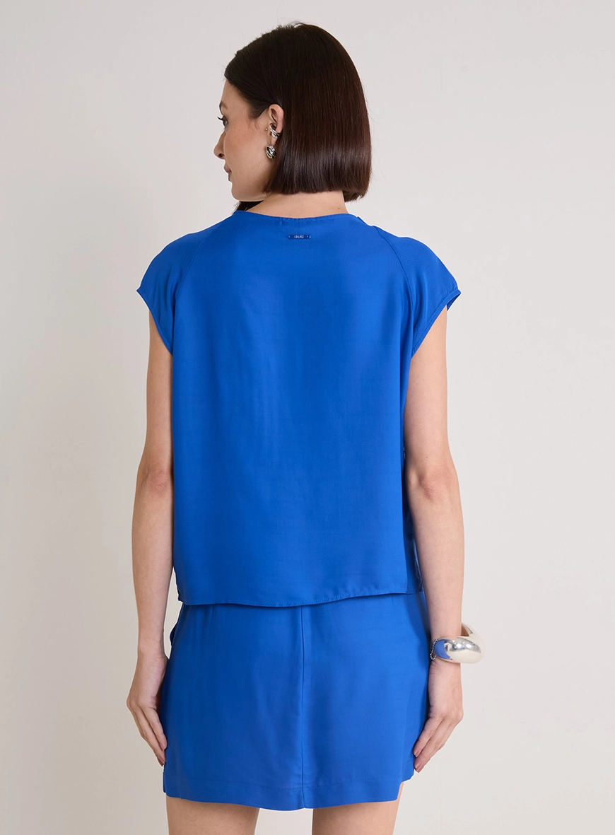 'Camiseta Feminina Raglan Ampla Azul