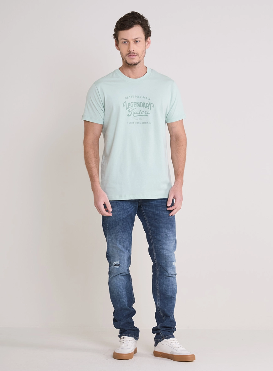 Camiseta Masculina New Slim Com Estampa Verde