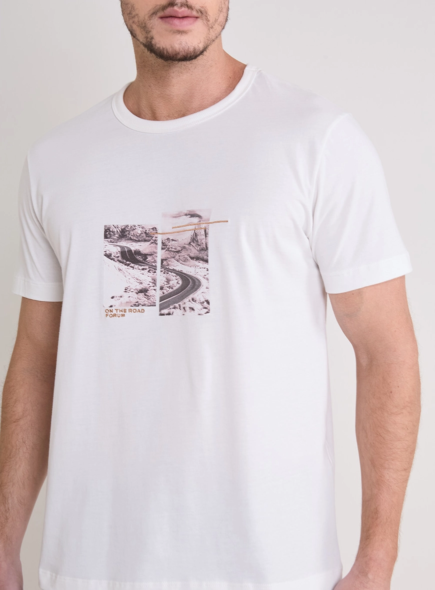 Camiseta Masculina New Slim Estampa Off Shell