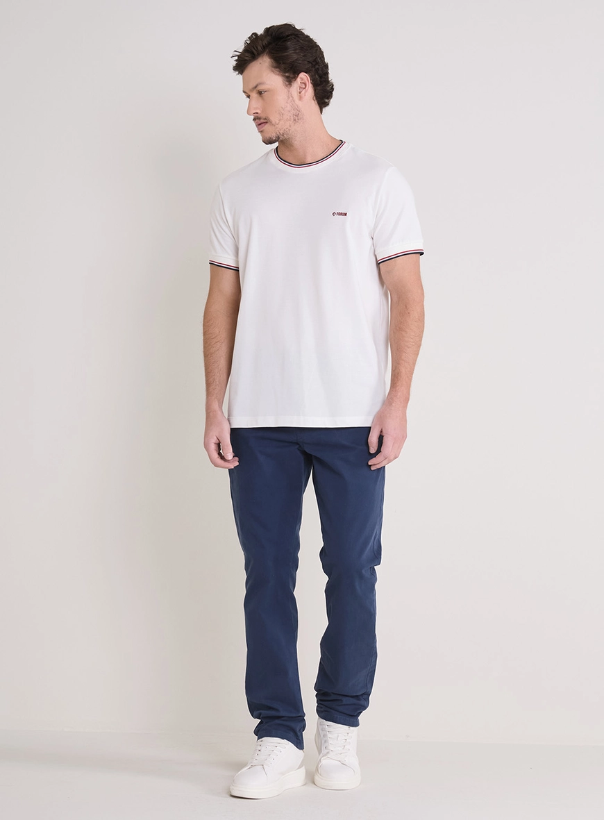 Camiseta Masculina New Slim Com Detalhes Off Shell