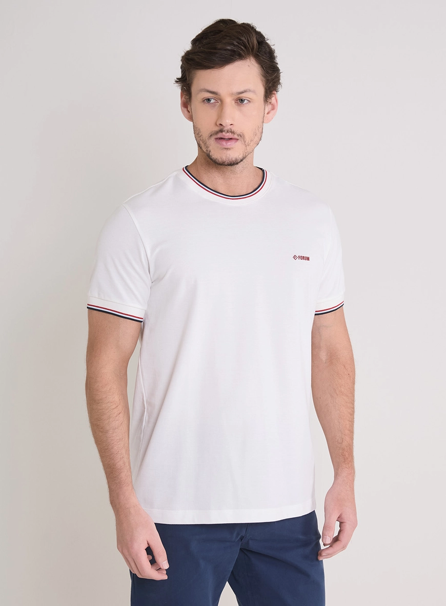 Camiseta Masculina New Slim Com Detalhes Off Shell