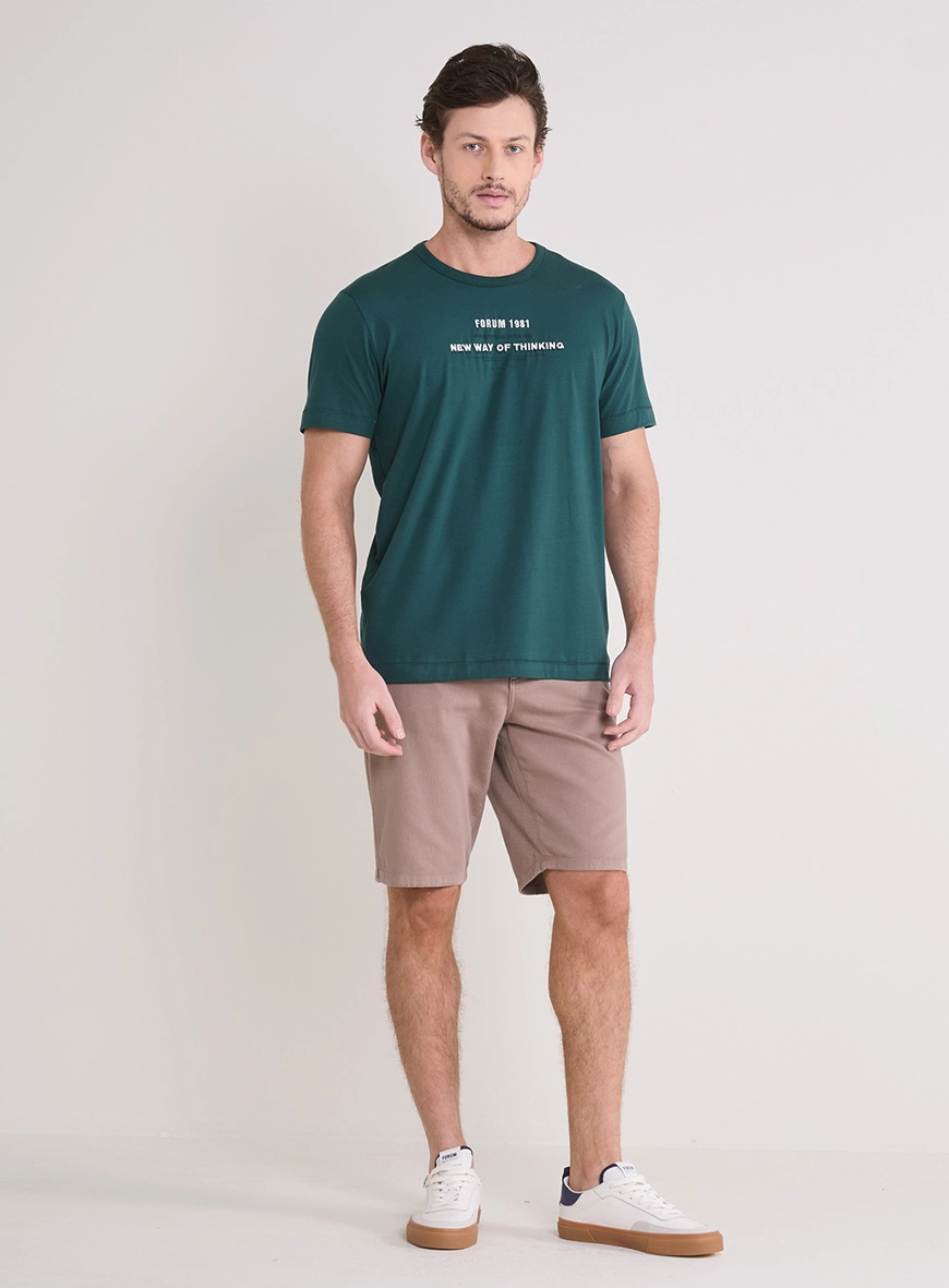 Camiseta Masculina New Slim Detalhes Verde