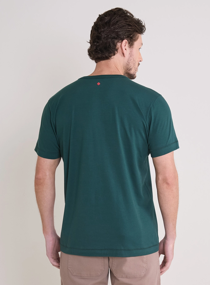 Camiseta Masculina New Slim Detalhes Verde