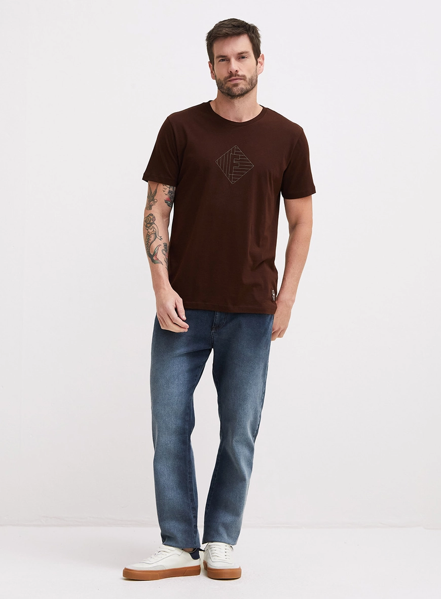 Camiseta Masculina Básica New Slim Marrom
